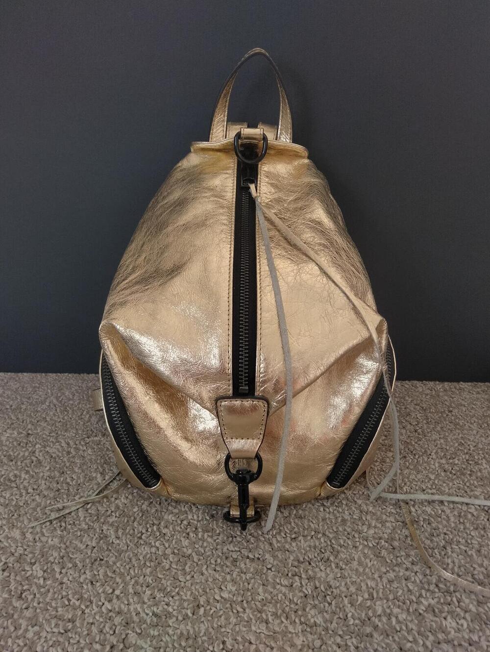 Rebecca Minkoff Julian Mini Backpack - Metallic Gold Leather - Designer Bag